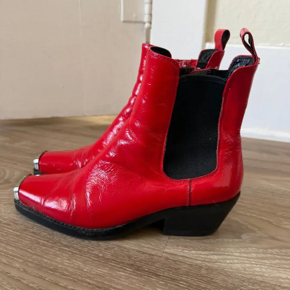 Jeffery Campball patent leather boots with metal toe